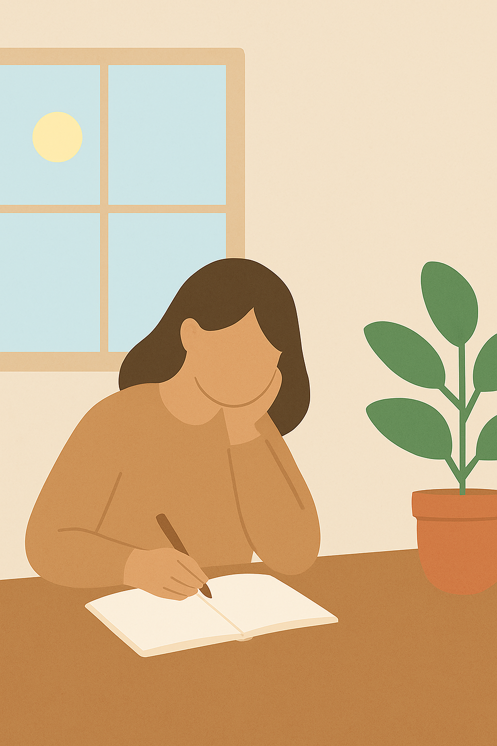 Journal and pen for therapeutic writing and self-reflection