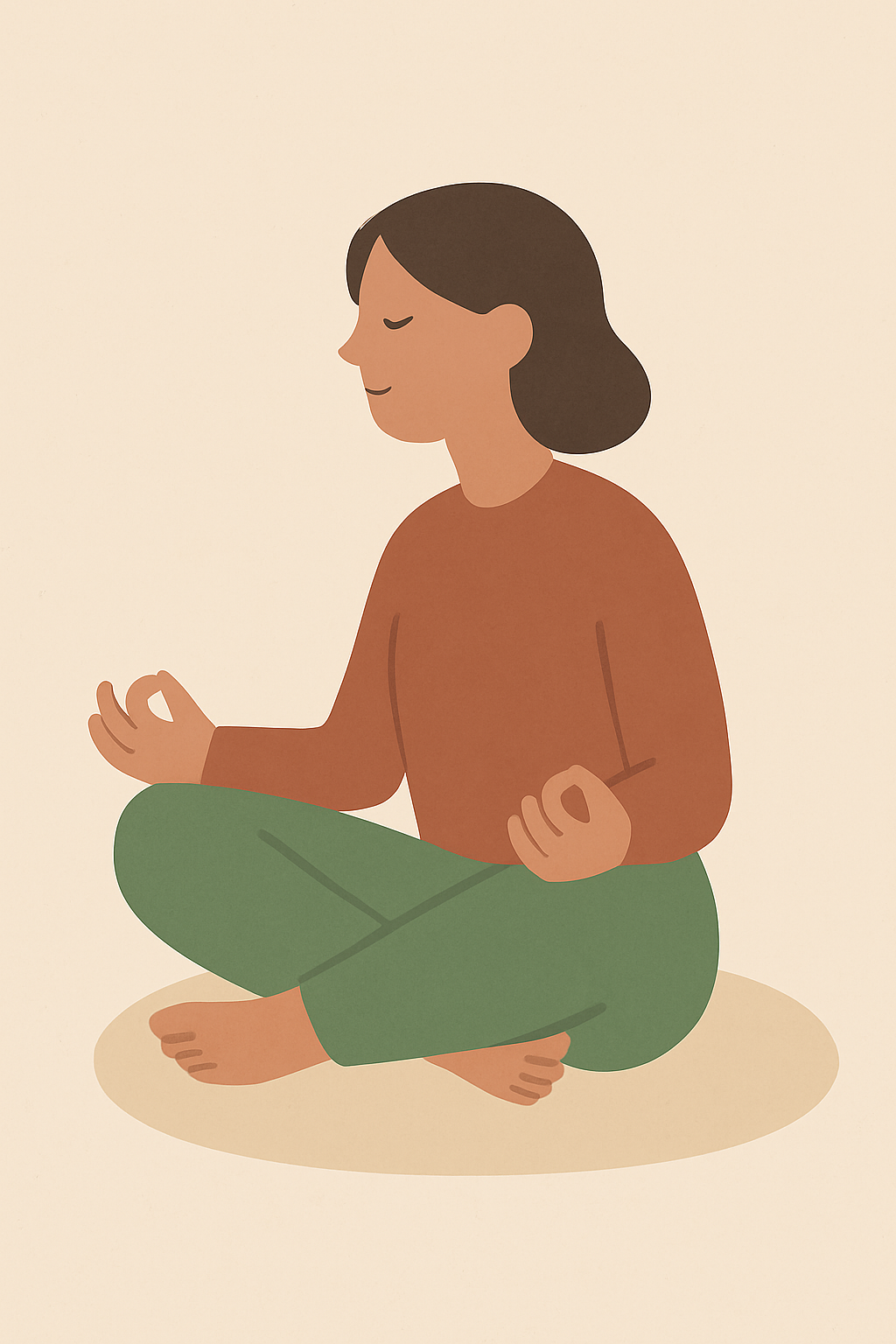 Person engaged in mindful daily activity with focused, present-moment awareness